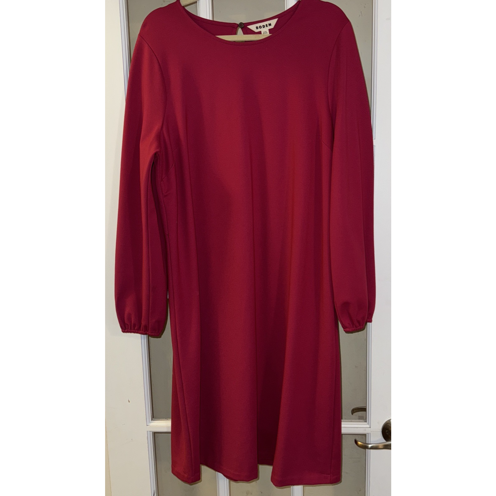 Boden Warm Cranberry Knee Length Violet Ponte Shift Jersey Cottage-Core Dress
